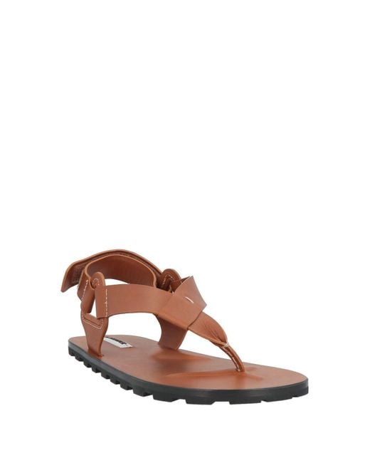 Jil Sander Brown Tan Thong Sandal Leather for men