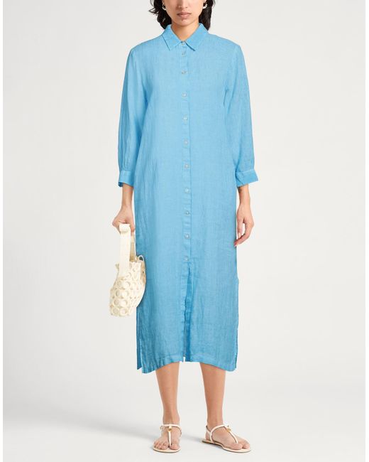 120% Lino Blue Midi-Kleid
