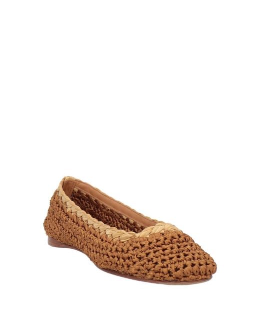 Paloma Barceló Brown Tan Ballet Flats Textile Fibers, Natural Raffia