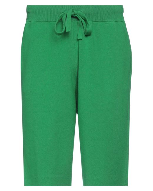 Roberto Collina Green Shorts & Bermuda Shorts Cotton, Nylon, Elastane for men