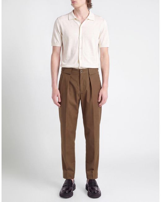 Gazzarrini Brown Khaki Pants Virgin Wool, Polyester for men