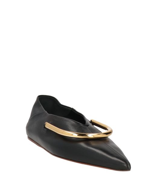 Jil Sander Black Plaque-detail Pointed Ballerina Shoes