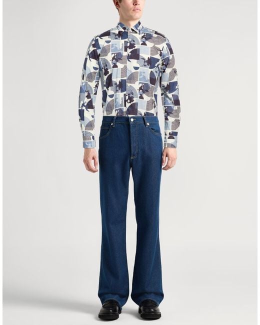 Xacus Blue Shirt Linen, Cotton for men