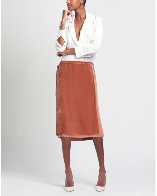 Cedric Charlier Orange Pastel Midi Skirt Acetate, Rayon