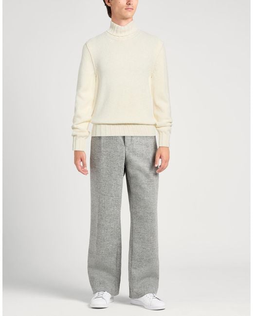 Messagerie White Patrizio Piscaglia Ivory Turtleneck Baby Alpaca Wool, Polyamide, Wool for men