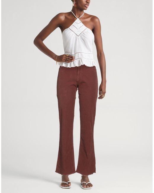 Ottod'Ame Red We Love Denim Chocolate Pants Cotton, Elastane