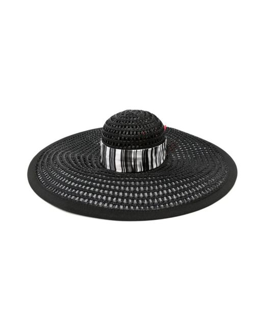Chapeau tressé à détail de foulard Missoni en coloris Black