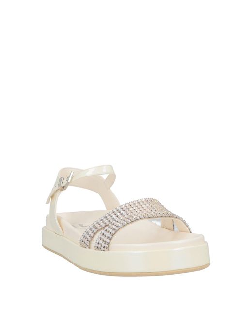 Gina Natural Ivory Sandals Leather, Swarovski Crystal