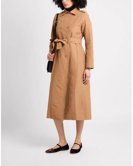 MAX&Co. Natural Milong1 Camel Overcoat & Trench Coat Cotton, Polyamide