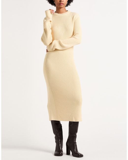 Jil Sander Natural Midi Dress Wool, Cotton