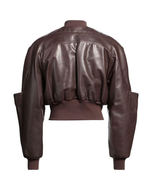 Rick Owens Brown Jacket Calfskin, Virgin Wool for men