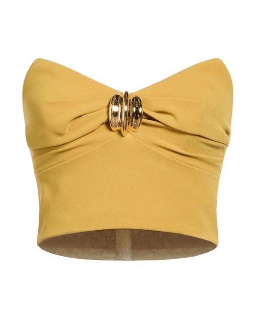 Elisabetta Franchi Yellow Top Polyester, Elastane