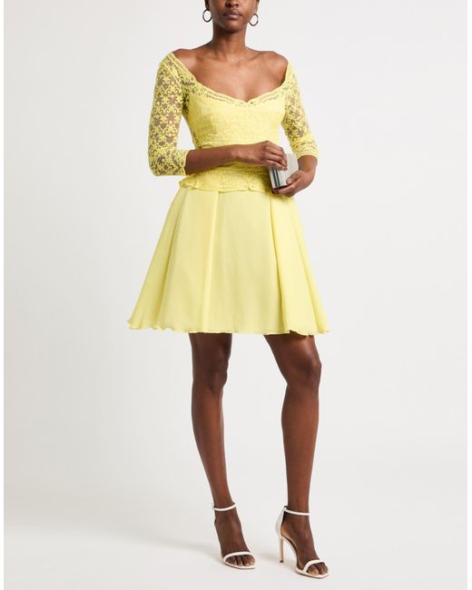 Ermanno Scervino Yellow Mini Dress Viscose, Polyamide, Polyester, Silk