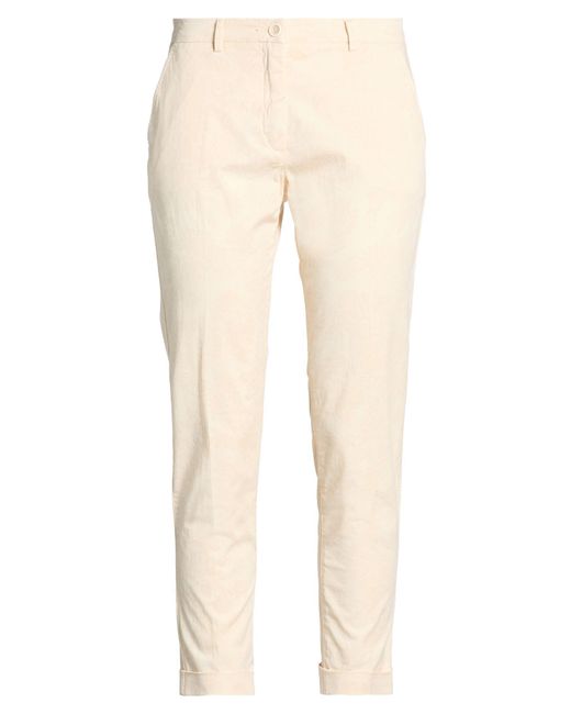 19.70 Nineteen Seventy Natural Ivory Pants Cotton, Elastane
