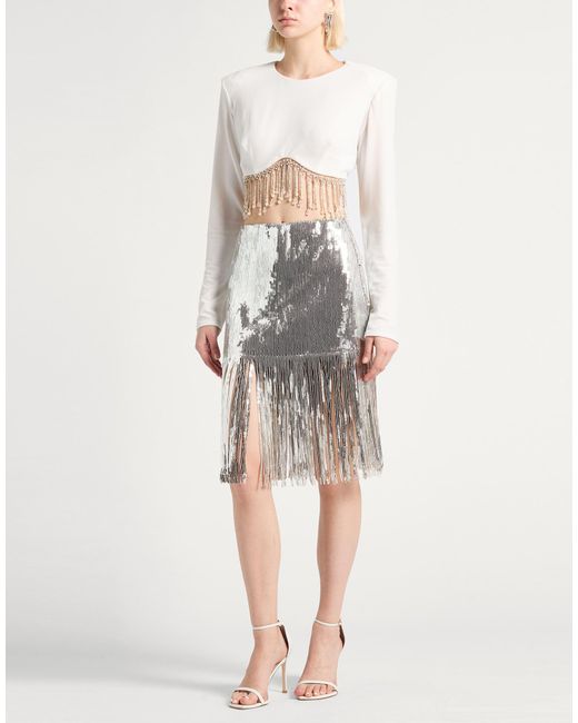 Elisabetta Franchi White Top Polyester, Elastane, Glass, Brass