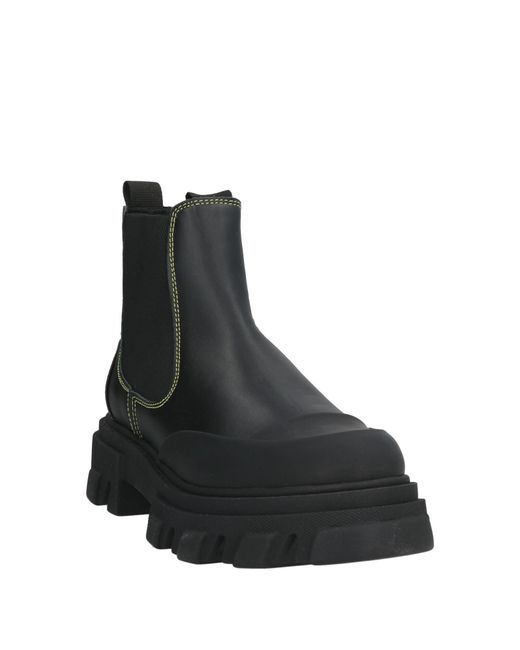 Ganni Black Ankle Boots Leather, Synthetic Fibers for men
