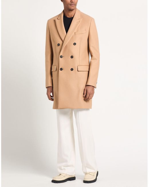 Ami Paris Camel Coat Wool Polyamide in Natural for Men Lyst