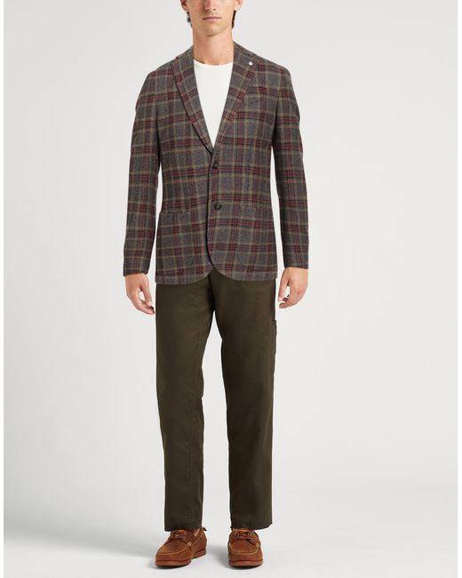 L.b.m. 1911 Brown Blazer Cotton, Wool, Polyamide for men