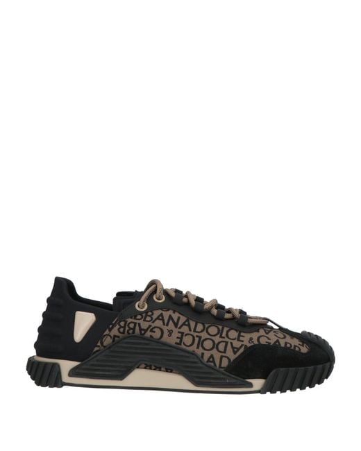 Dolce & Gabbana Black Khaki Sneakers Textile Fibers, Leather for men