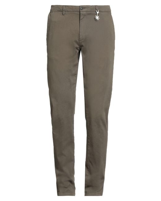 Manuel Ritz Gray Khaki Pants Cotton, Elastane for men