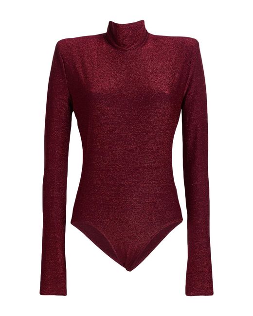 Alexandre Vauthier Red Bodysuit Viscose, Metallic Polyester, Polyamide, Elastane