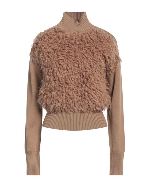 Max Mara Brown Camel Turtleneck Virgin Wool, Polyamide, Mohair Wool, Wool, Elastane