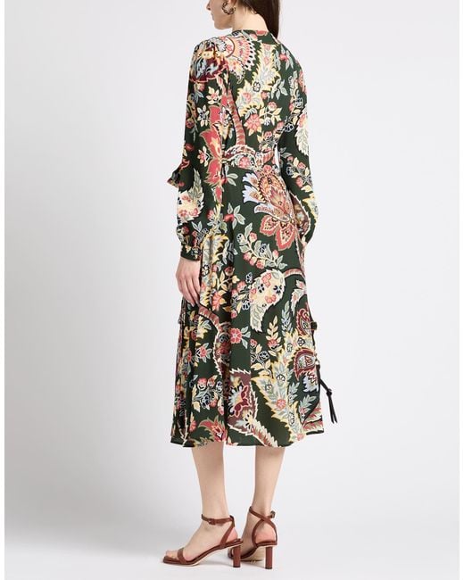 Etro Green Midi Dress Polyester, Elastane