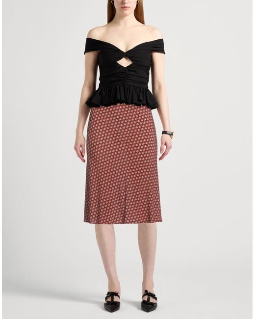 Siyu Red Midi Skirt Viscose, Elastane
