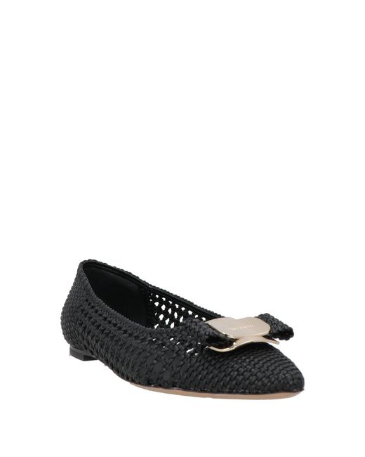 Ferragamo Black Ballerina Ballet Flats Calfskin