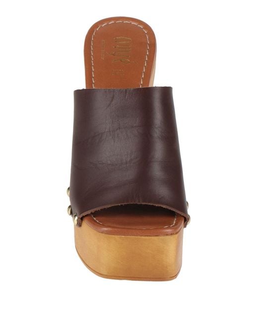 Ovyè Brown Dark Mules & Clogs Leather