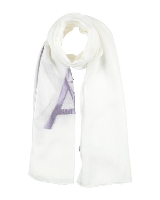 ARMANI EXCHANGE White Scarf Modal, Polyester, Viscose