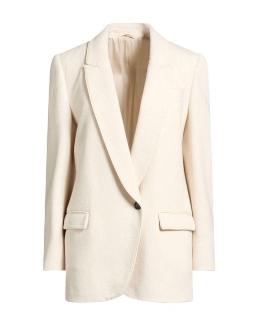 Brunello Cucinelli Natural Blazer Cashmere, Cotton, Brass