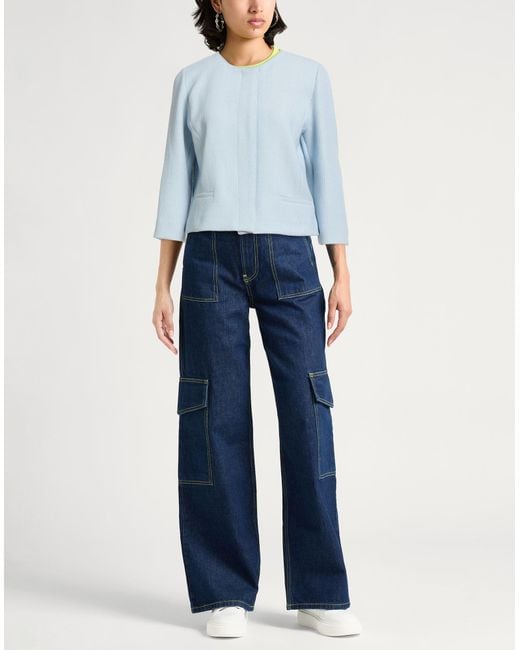 Marella Blue Jacket Polyester, Viscose, Elastane