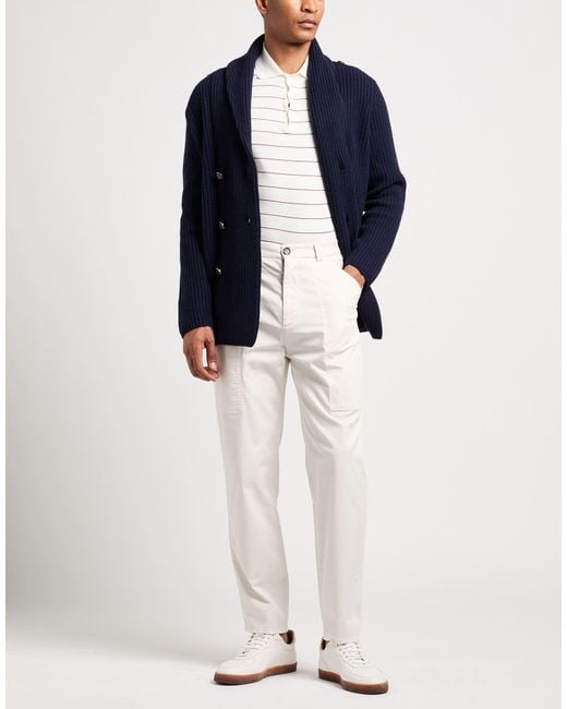 Brunello Cucinelli White Pants Cotton, Elastane for men
