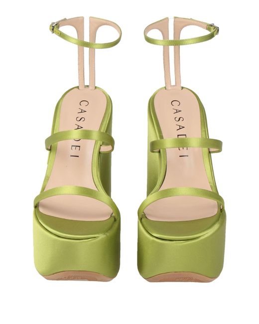 Casadei Green Sandals Textile Fibers