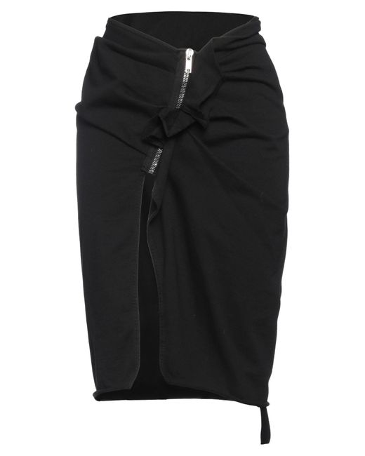 Rick Owens Black Midi Skirt Cotton