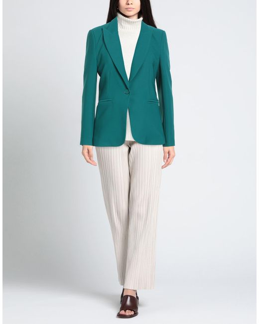 SIMONA CORSELLINI Green Emerald Blazer Polyester, Elastane