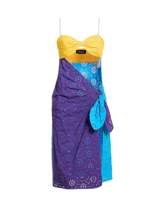 DSquared² Blue Mini Dress Cotton, Elastane