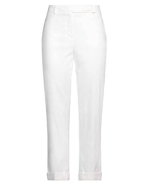 Paule Ka White Pants Cotton, Polyester, Elastane