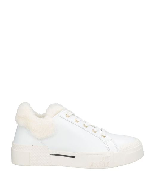 Love Moschino White Sneakers Leather, Textile Fibers
