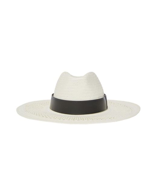 Sombrero Panama con ribetes de piel Max Mara de color White
