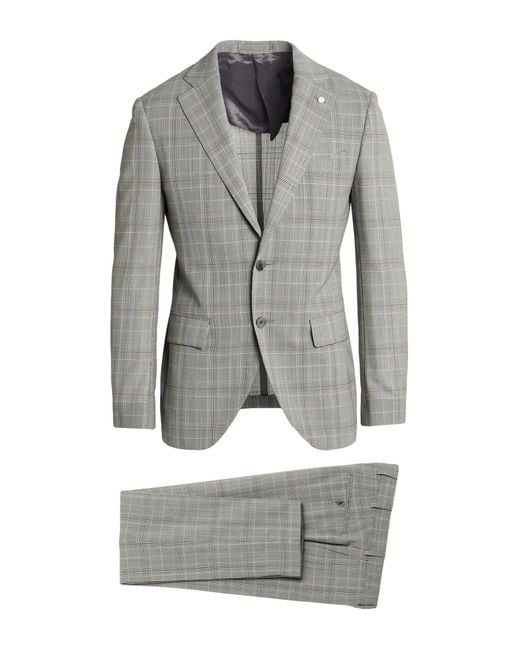 Luigi Bianchi Gray Cream Suit Virgin Wool for men
