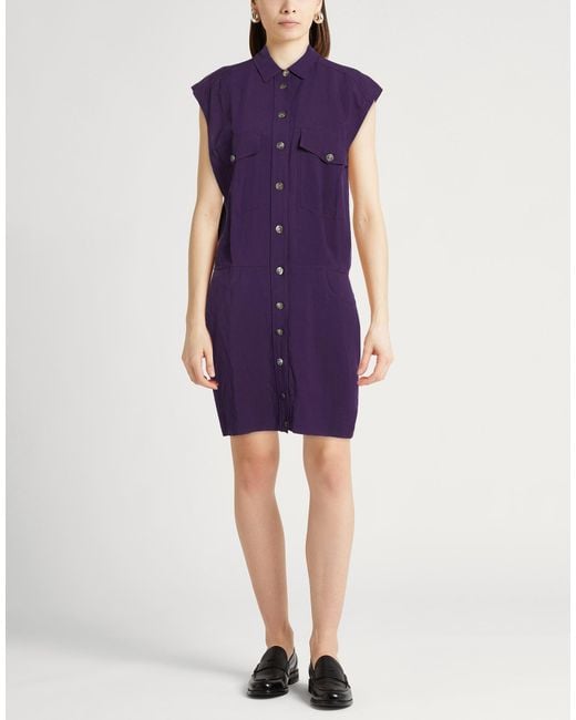 8pm Purple Mini Dress Viscose, Linen