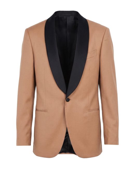 Caruso Blue Camel Blazer Wool for men