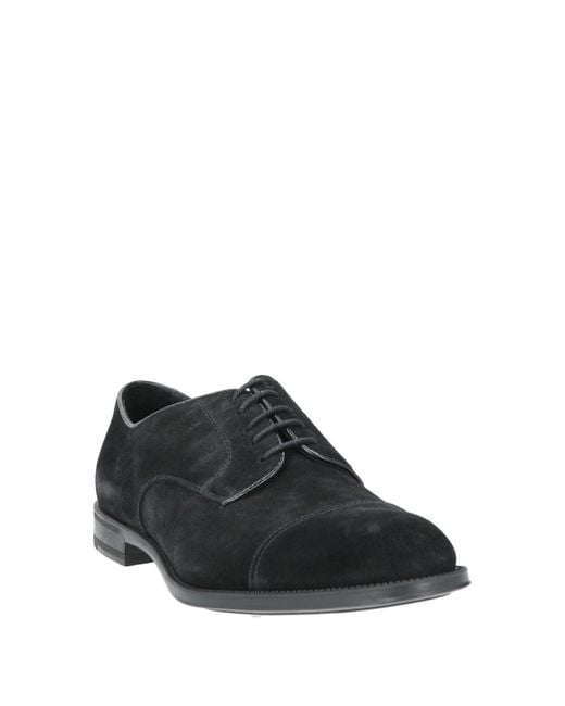 Doucal's Black Lace-Up Shoes Leather for men
