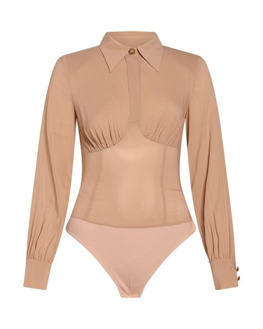 Elisabetta Franchi White Bodysuit Viscose, Elastane