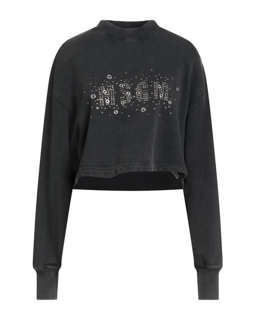 MSGM Black Charcoal Sweatshirt Cotton
