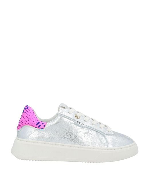ED PARRISH White Sneakers Leather, Textile Fibers