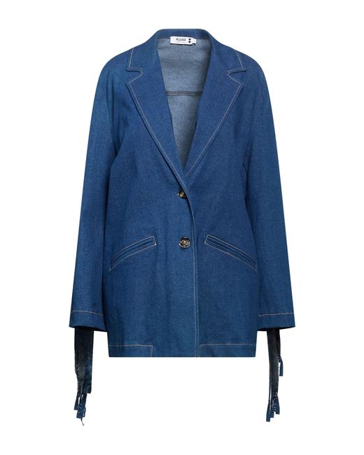 Please Blue Denim Outerwear Cotton, Elastane