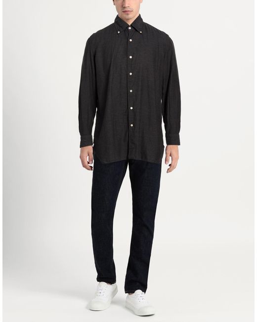 Luigi Borrelli Napoli Black Shirt Cotton, Cashmere for men